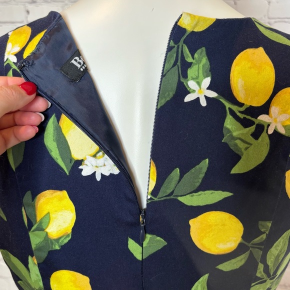 Be by Chetta B Navy Blue and Yellow Lemon Dress Size 10 - Picture 4 of 11